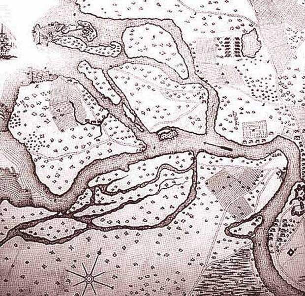 Карта шведского поселения 1698 г., на месте которого в 1703 г. был заложен Санкт-Петербург СПб, древние карты, карты, карты Питера, редкие карты, санкт-петербург