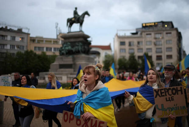 Проукраинский митинг в Софии.