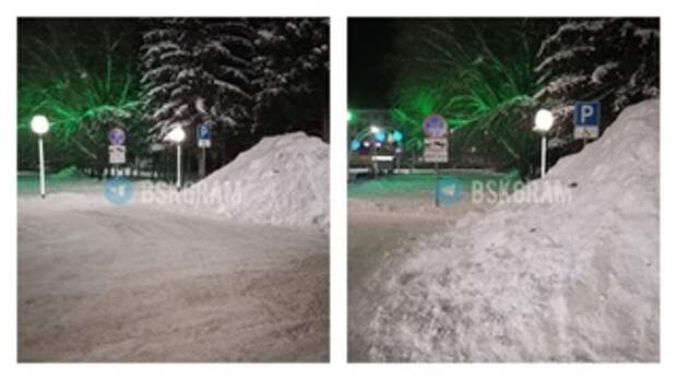 Заваленная снегом парковка у ТЦ