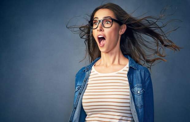 Person looking shocked, with mouth agape.