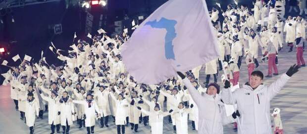 Корея выступала под единым флагом на олимпийских играх 2018 года