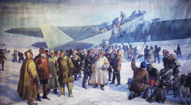 Картина, показывающая эвакуацию экспедиции. С сайта https://goarctic.ru