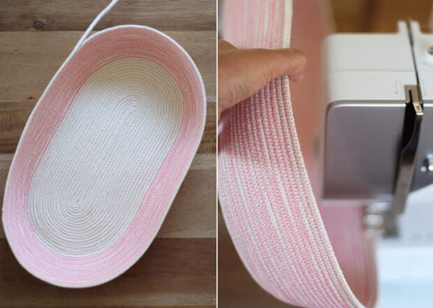 Мастерица сшила бельевую веревку цветными нитками, чтобы сделать практичную и красивую сумку...