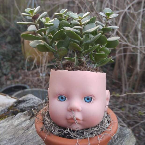 Creepy-Baby-Doll-Head-Planters