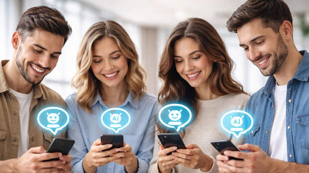 Люди. Смартфоны / Фото сгенерировано чатом GPT  