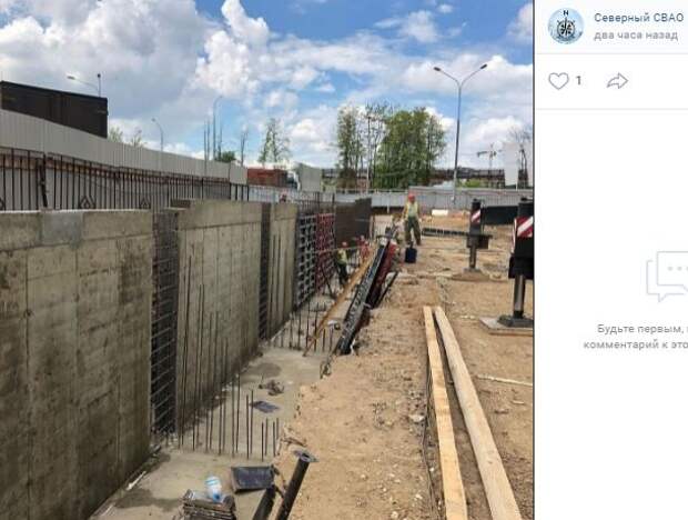 Фотокадр: на месте будущего пожарного депо в Северном растут подпорные стенки