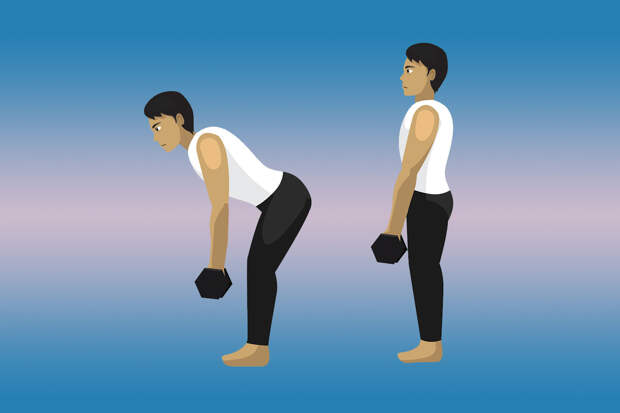 Упражнения на спину с гантелями — становая с гантелями