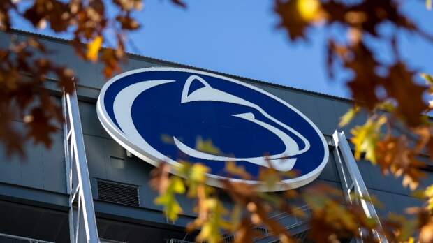 A Penn State logo on the outside of Beaver Stadium.