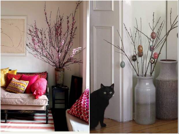 В углу можно поставить напольные вазы с сухими ветками или цветами. | Фото: dizainvfoto.ru/ homebuilding.ru.