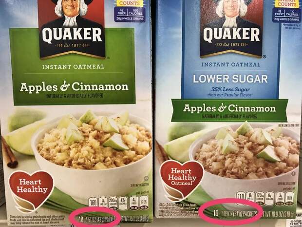 Quaker Oatmeal Advertises 35% Less Sugar, But In Reality They're Just Selling 35% Smaller Portions - But For The Same Price