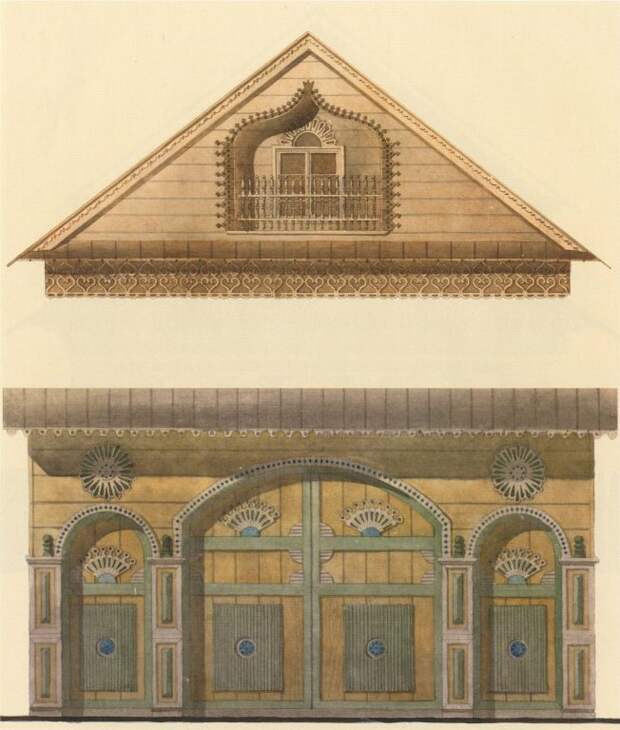 Образец оформления фронтонной ниши и ворот татарского дома. Начало и середина 20 века