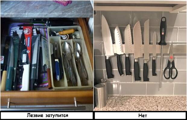Ножи лучше не хранить в ящике с другими приборами. / Фото: guns.allzip.org