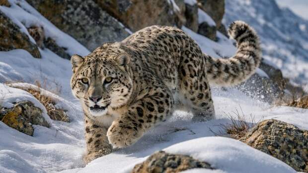 Редкого барса с куцым хвостом засняли ученые на Алтае и выяснили его родословную