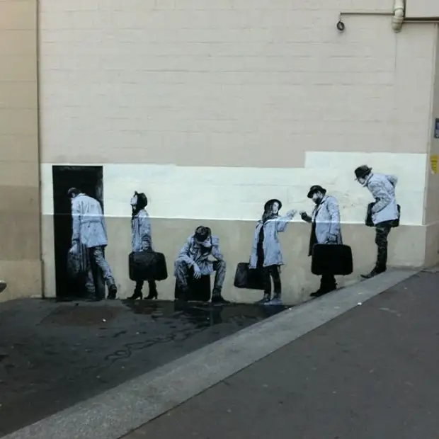 Уличное искусство художника Levalet, взаимодействующее с окружающей средой