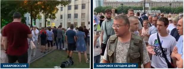 на правом снимке человек пытался узнать у либералов: "а что дальше" они его выдавили из своего круга, путем истерических криков, что он кого-то ударил . На видео видно, что он был с детьми и никого не бил. Просто они не смогли ответить на его простые вопросы.