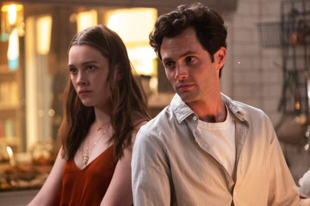 Victoria Pedretti and Penn Badgley, YOU | Photo Credits: Beth Dubber/Netflix