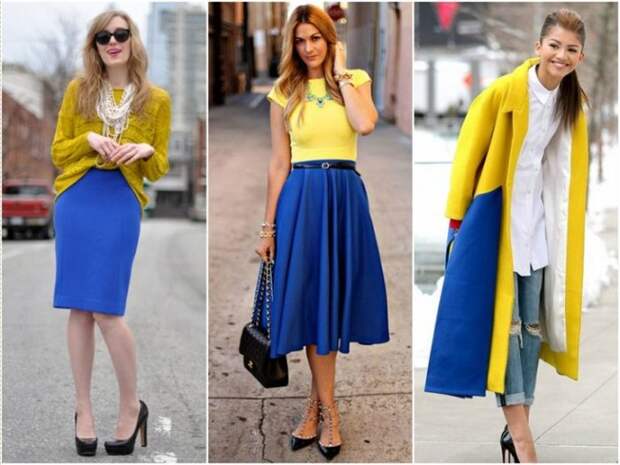 Сочетание синего и желтого очень игривое и стильное. / Фото: modnaya-krasivaya.ru