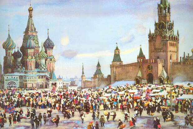 Константин Юон - Вербный базар на Красной площади, 1916 г.