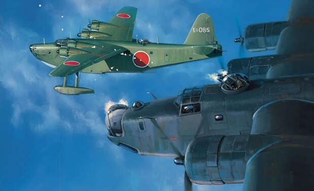 Битвы воздушных кораблей, дуэли флотских тяжеловозов над Тихим океаном