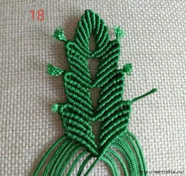 Плетение красивых листиков в технике макраме (8) (497x469, 204Kb)