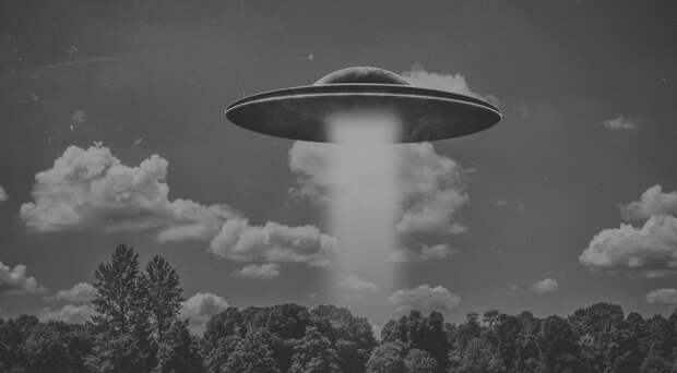 ufo black white photo