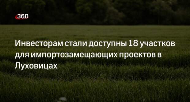 Инвесторам стали доступны 18 участков для импортозамещающих проектов в Луховицах