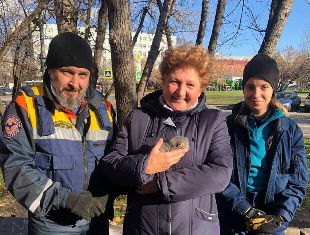 Спасатели с новой хозяйкой котенка / Фото предоставлено отрядом "СпасРезерв"