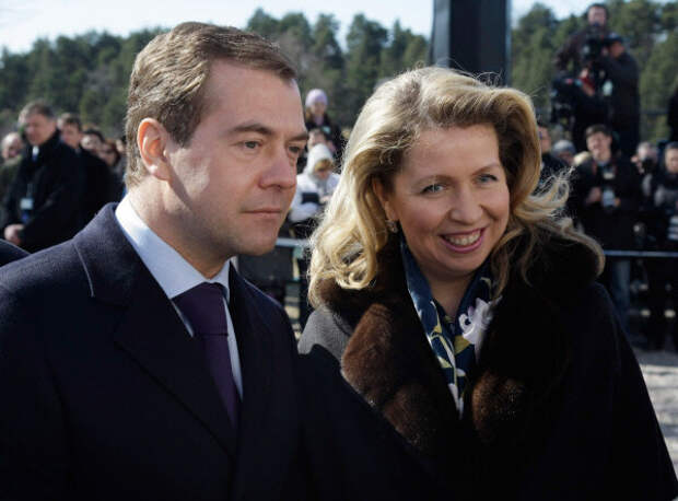 Д. Медведев с женой.
