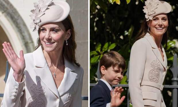 Кейт Миддлтон впервые за три года появилась с детьми не пасхальной службе: Шарлотта стала похожа на Елизавету, а Луи вырос и возмужал