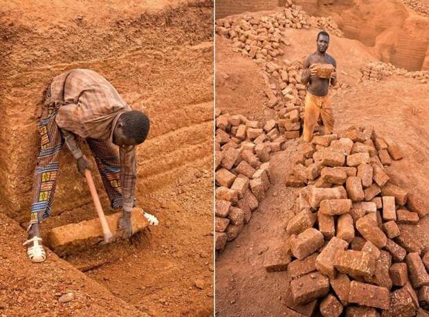 Как добывают кирпичи в Буркина-Фасо буркина-фасо, кирпич