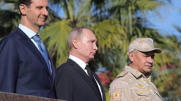 ВВ Путин, С. Шойгу и Башар Асад, фото с сайта m.gazeta.ru