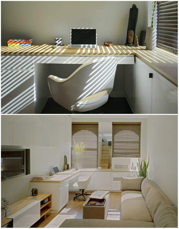 Вторую часть площади можно использовать как гостиную, столовую и рабочий кабинет (E-Village Studio). | Фото: archilovers.com.