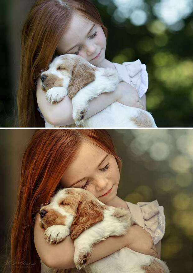 Счастье — это пушистый щенок дети, до и после, интересное, фотограф, фотография, фотохудожница, фотошоп