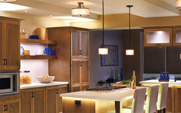 Светодиодное освещение кухни. Светодиодное освещение обеденной зоны кухни.