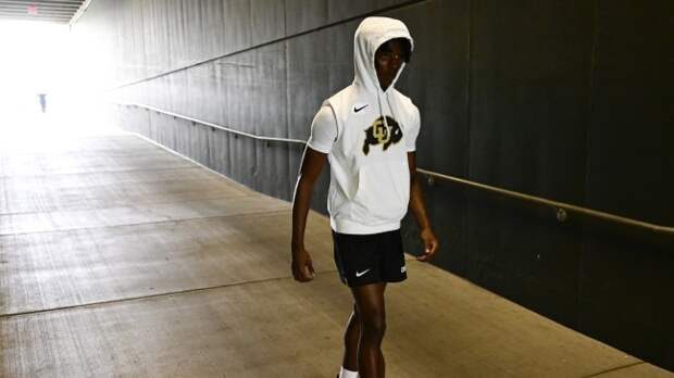 Colorado DB Cormani McClain walks through the tunnel before warmups.