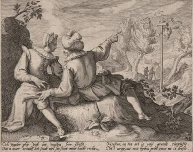 Женщина и птицелов. Конец XVI-начало XVII в, Питер де Йоде