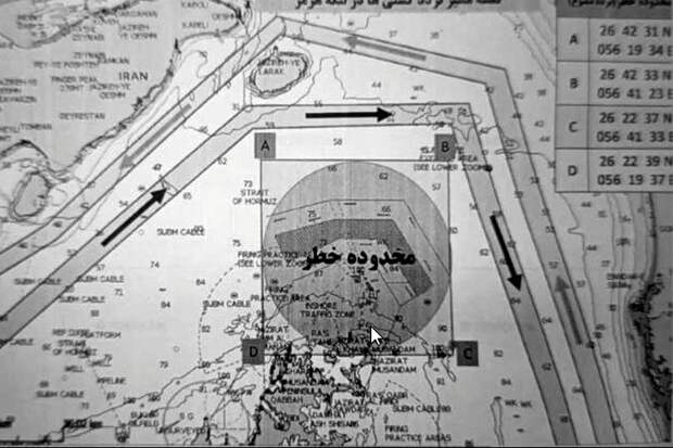 Появилась схема прохода через Ормузский пролив