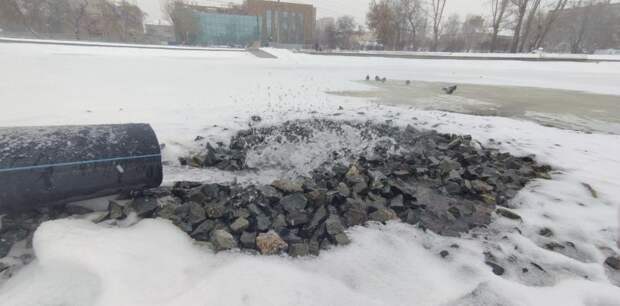 В барнаульском парке «Изумрудный» начали заливать воду в пруд