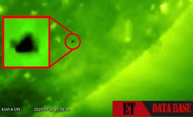 Треугольный НЛО на орбите Солнца Треугольный НЛО на орбите Солнца