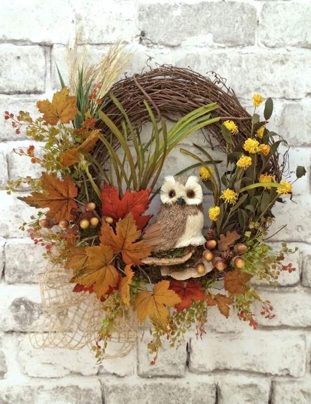 Owl+Wreath+Fall+Wreath+for+Door+Autumn+Wreath+by+AdorabellaWreaths,+$165.00