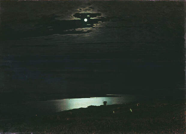 Для завершения статьи поставлю работу, на которой можно увидеть Днепр 1880 года. Работа Куинджи показывает, какой была "Лунная ночь" в те времена, когда воду умели ценить.