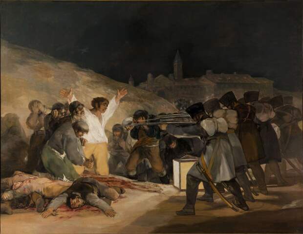 1808 год, казнь испанских партизан. Художник: Francisco Goya