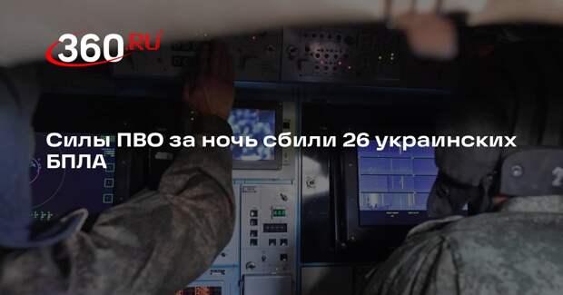 Минобороны: силы ПВО за ночь сбили 26 украинских беспилотников
