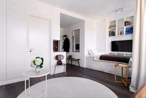 Маленькие квартиры студии - дизайн спальня гостиной на фото