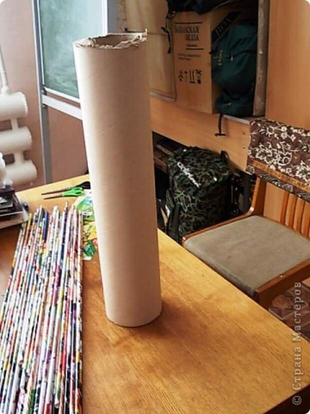 Мастер-класс Поделка изделие Плетение Бамбуковая ваза из газетных трубок Бумага газетная фото 8