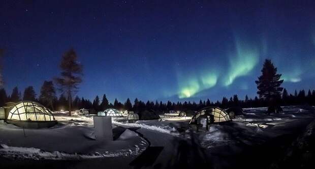 Финляндия. Туристический комплекс Kakslauttanen интересное, красота природа, северное сияние