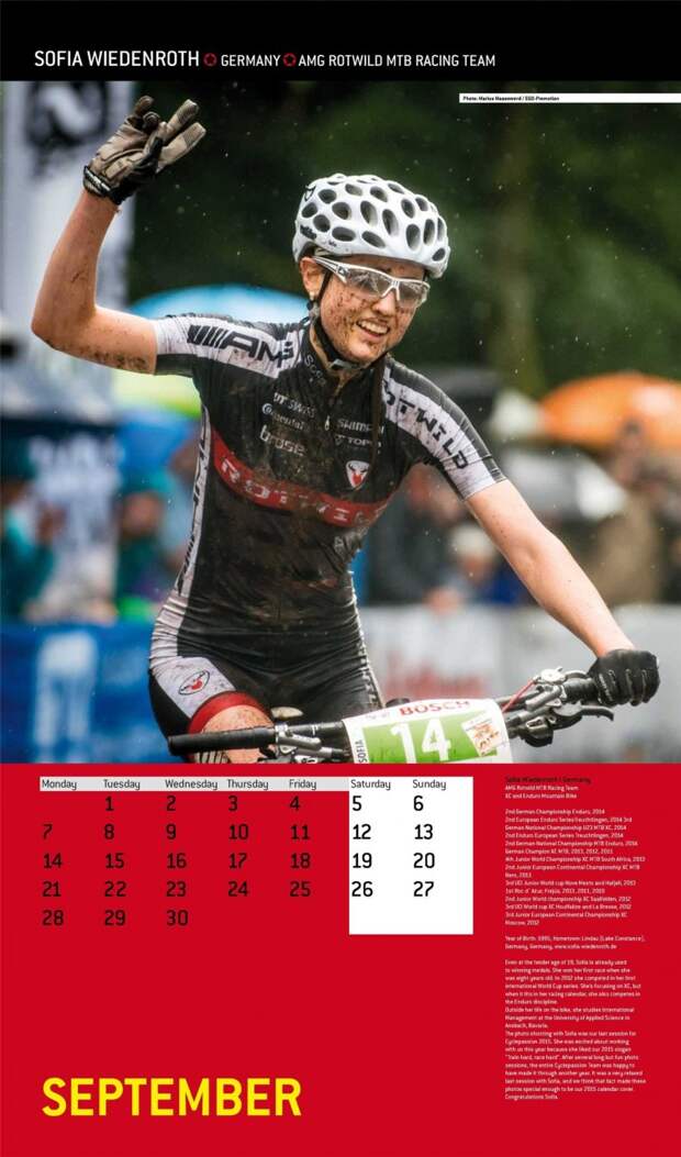 Профессиональные спортсменки в велосипедном календаре Cyclepassion calendar 2015 - Sofia Wiedenroth / София Виденрот