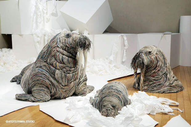 скульптуры из газет, Чие Хитотсуяма, Chie Hitotsuyam