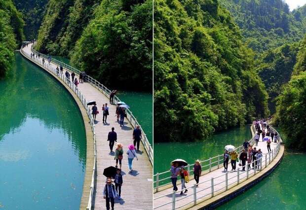 Необычная прогулочная аллея в Китае, построенная по течению реки