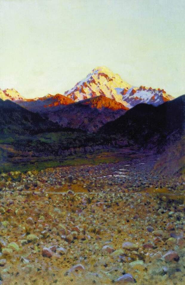 Он также был великолепным пейзажистом, отмечающим красоту окружающего мира. В горах, 1890-е Верещагин, интересное, искусство, серия постов, скульпторы, художники